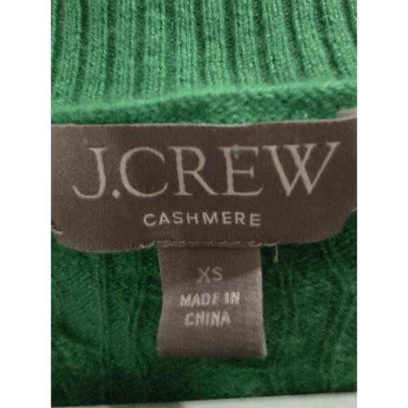 J. Crew Cashmere shrunken cable-knit Cardigan sweater Green xs - Picture 3 of 4